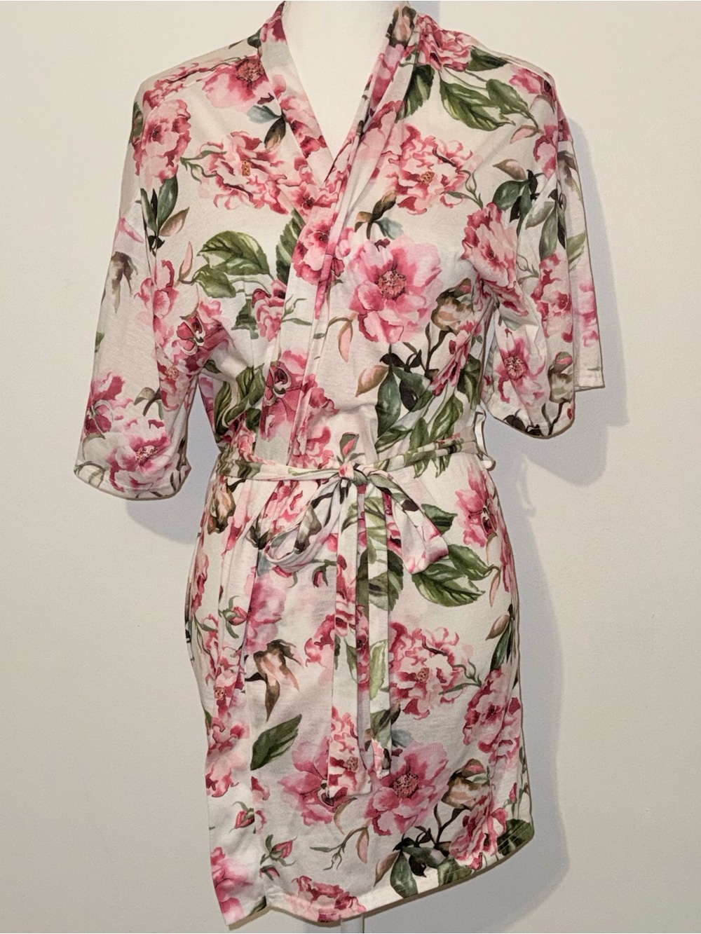 Show Me Your Mumu Floral Kimono Robe Cover Up White Pink Size O/S